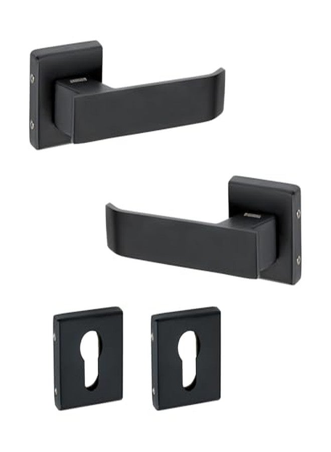 SHRIDA Premium Z Black Door Handle Set - Sleek SS Lever Handle with Square Rose, Modern Design for Interior & Exterior Doors (Model 428) - Image 2
